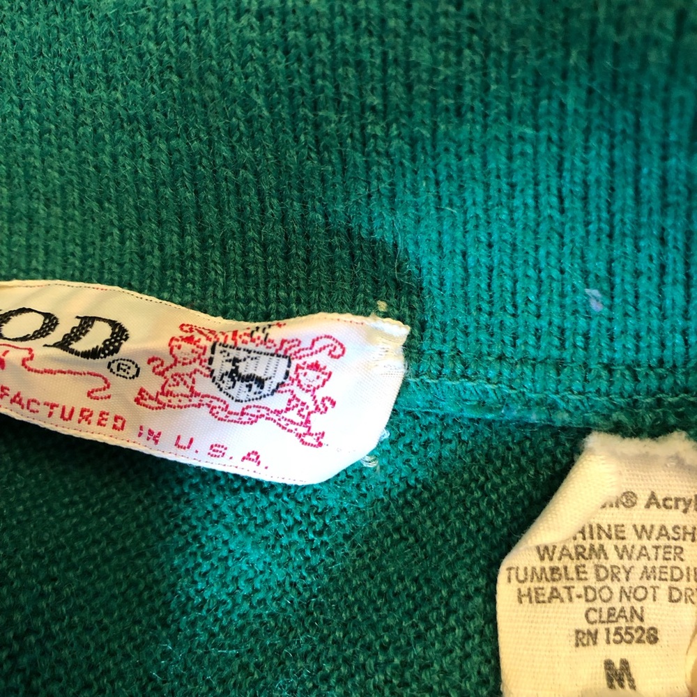 Vintage Izod of London Lacoste Cardigan Men’s Medium Green Alligator Logo Preppy - Picture 9 of 10